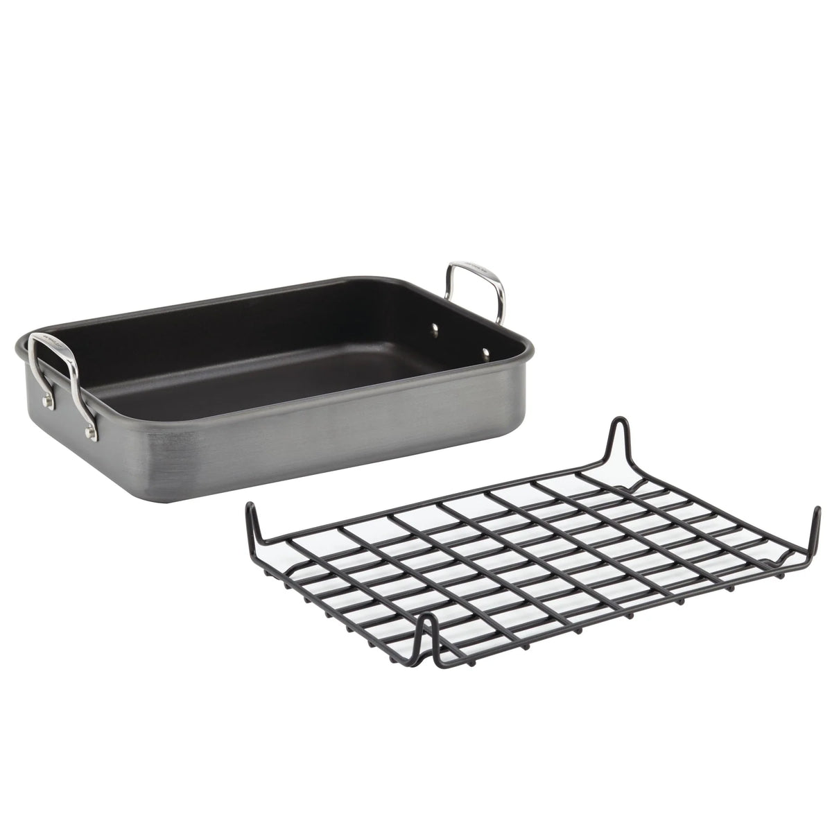 16-Inch x 12-Inch Nonstick Hard Anodized Roaster with Reversible Rack